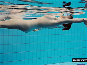 warm ginormous jugged teenager Lera swimming in the pool